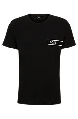 Organic-cotton underwear T-shirt with logo print, Black