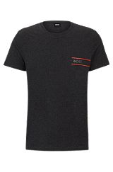 Organic-cotton underwear T-shirt with logo print, Dark Grey