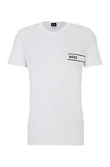 Organic-cotton underwear T-shirt with logo print, White