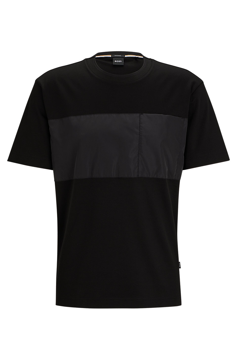 BOSS - Mercerised-cotton regular-fit T-shirt with contrast panel