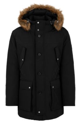 BOSS - Water-repellent hooded down jacket with double-monogram trim