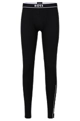 Stretch-cotton long johns with logo waistband, Black