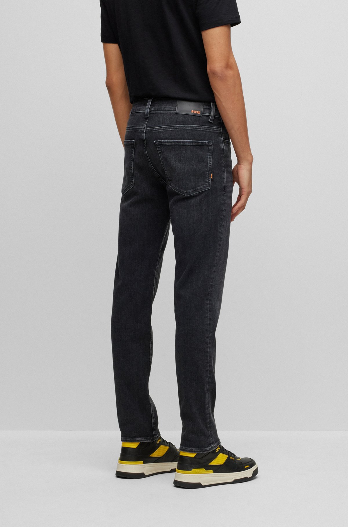 Regular-ft jeans in black super-stretch denim, Black