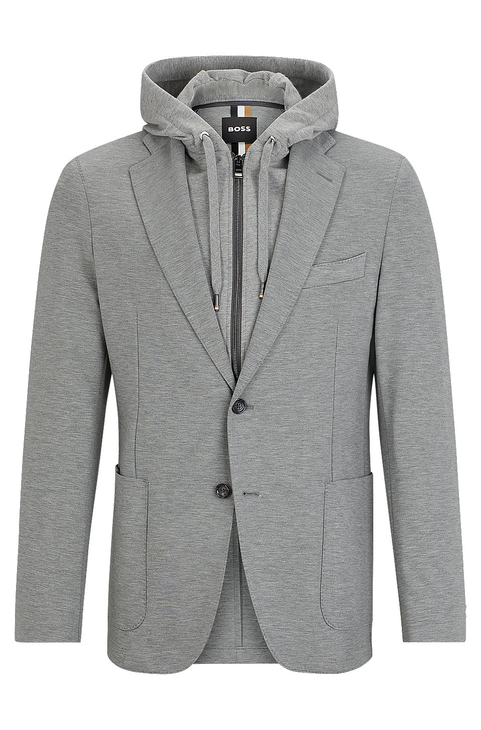 BOSS - Slim-fit jacket with zip-up hooded inner