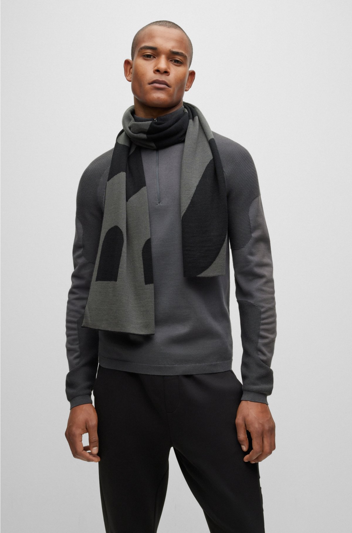 BOSS - Schal aus Woll-Mix mit Jacquard-Logo | Modeschals