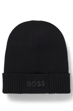 Cotton-blend beanie with rubber-printed logo