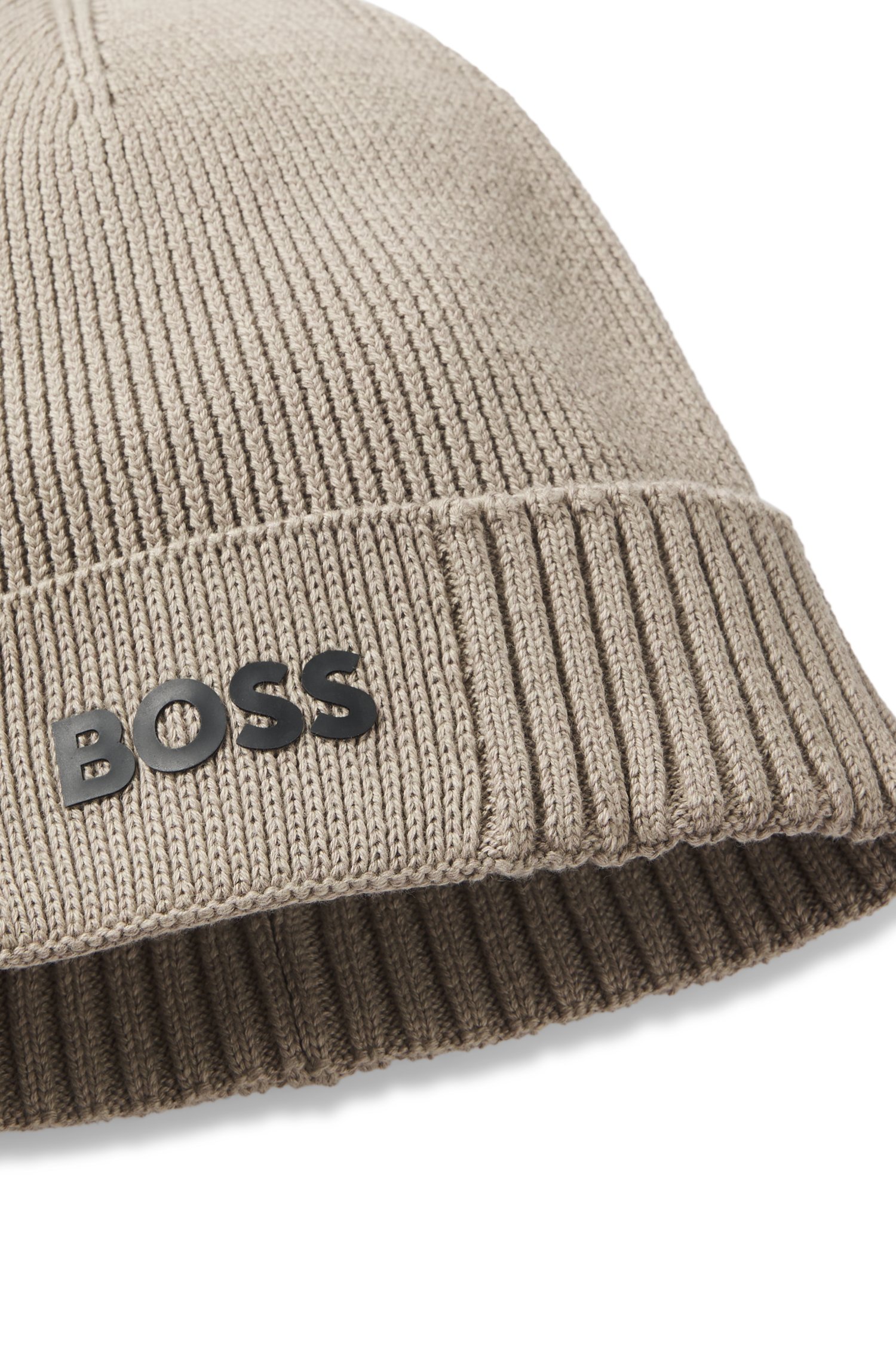 Boss Cotton-blend beanie with rubber-printed logo mössor herr – bild 5