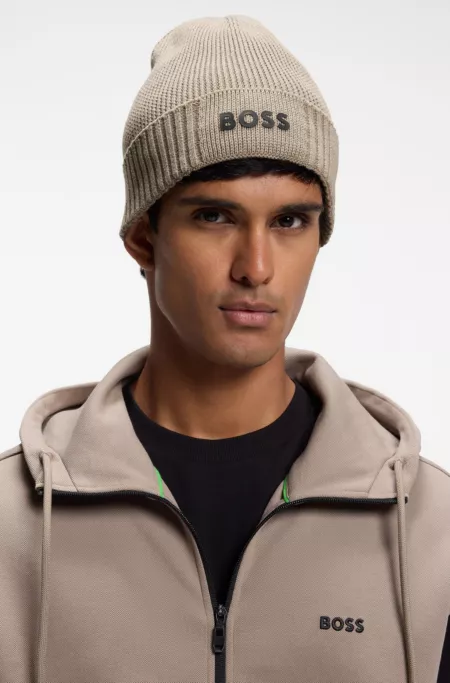 Bonnet en coton mélangé avec logo imprimé en gomme