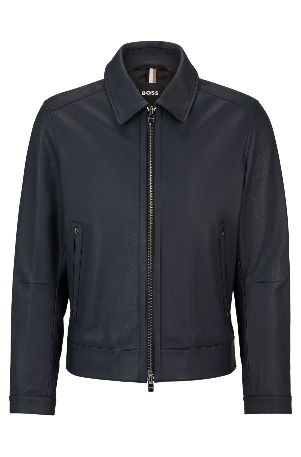 Hugo Boss CALF Leather Jacket Size52カラーグリーン - ライダース