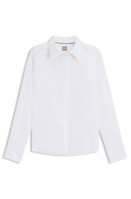 Hugo Boss Slim-fit Blouse In An Organic-cotton Blend In White