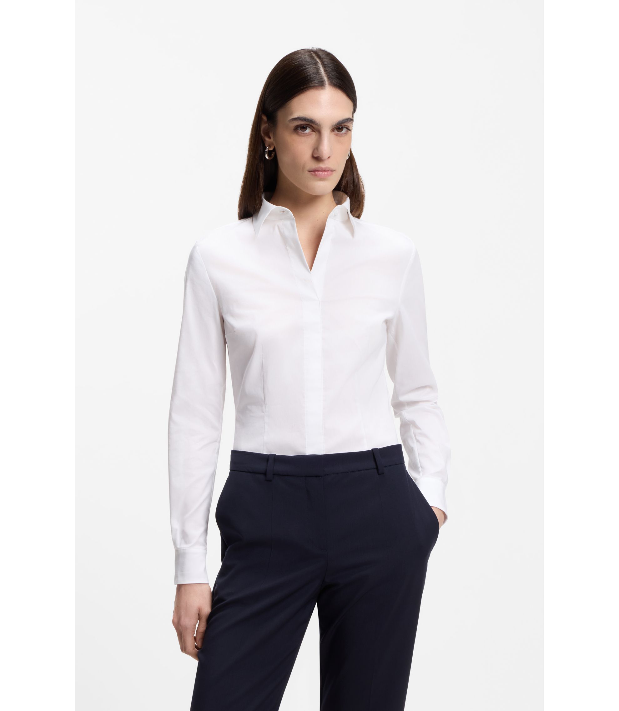 Regular-Fit Bluse aus Baumwoll-Mix