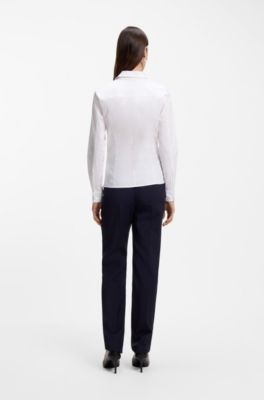 Regular-fit blouse in a cotton blend, White