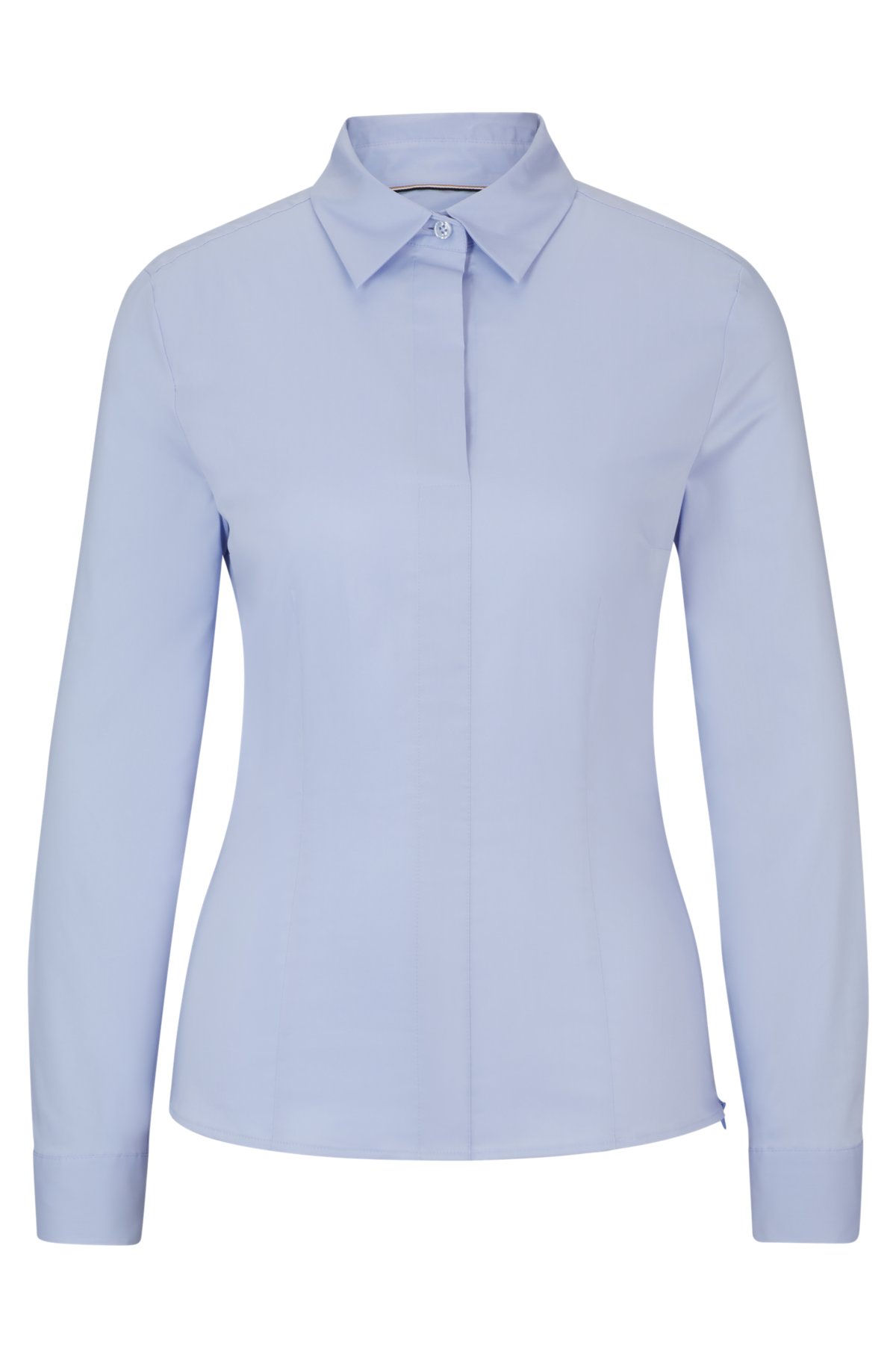 draai baard Afleiden BOSS - Slim-fit blouse in an organic-cotton blend