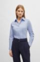 Slim-fit blouse in a cotton blend, Light Blue