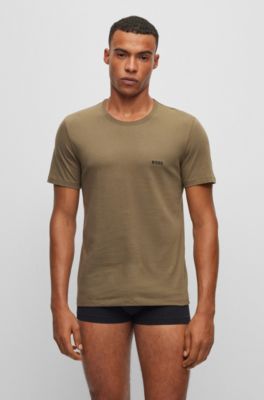 BOSS - Three-pack of cotton-jersey underwear T-shirts with logos