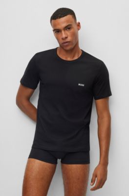 BOSS - Three-pack of cotton-jersey underwear T-shirts with logos