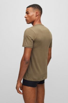BOSS - Three-pack of cotton-jersey underwear T-shirts with logos