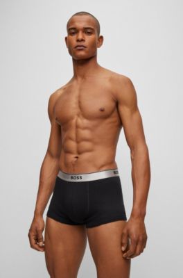 BOSS - Two-pack of cotton trunks with metallic branded waistbands