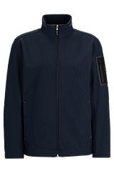 Water-repellent softshell jacket with branded sleeve pocket, Dark Blue