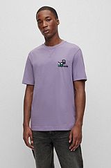 Cotton-jersey T-shirt with seasonal artwork, Purple