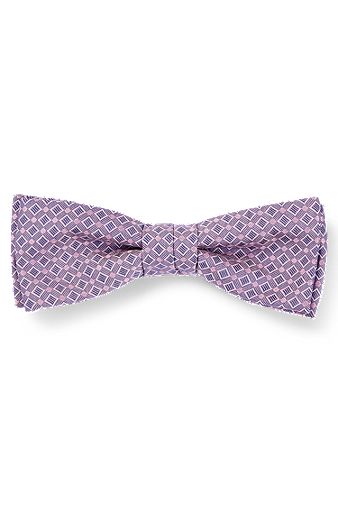 Italian-made bow tie in patterned silk, Light Purple