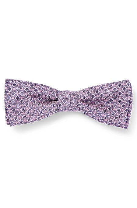 Italian-made bow tie in patterned silk, Light Purple