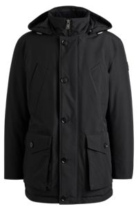 Relaxed-fit parka in water-repellent ottoman fabric, Black