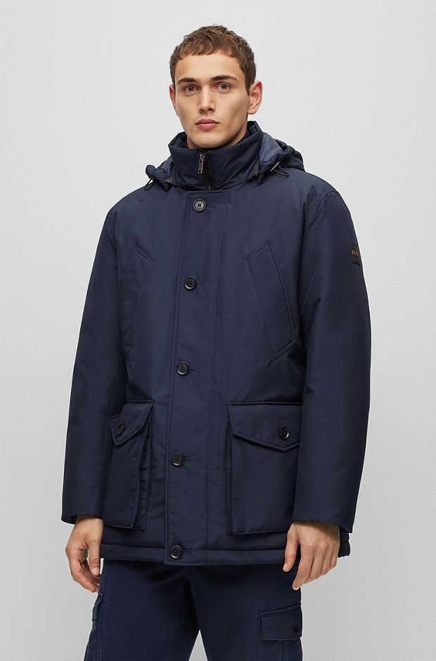 Relaxed-fit parka in water-repellent ottoman fabric, Dark Blue