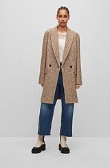 Relaxed-fit coat in salt-and-pepper fabric, Patterned