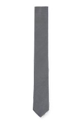 Micro-patterned tie in pure silk, Dark Grey