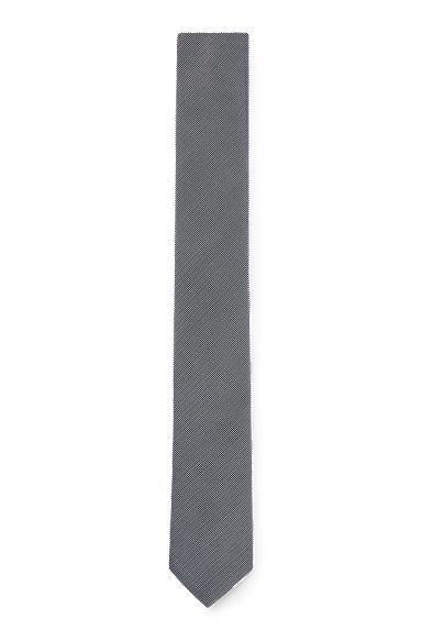 Micro-patterned tie in pure silk, Dark Grey