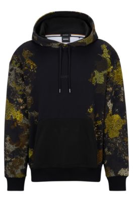 black and gold graphic hoodie