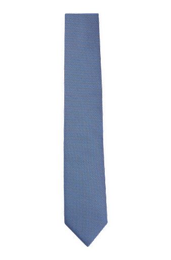 Set aus Krawatte und Einstecktuch aus gemusterter Seide, Hellblau