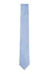 Set aus Krawatte und Einstecktuch aus fein gemusterter Seide, Hellblau