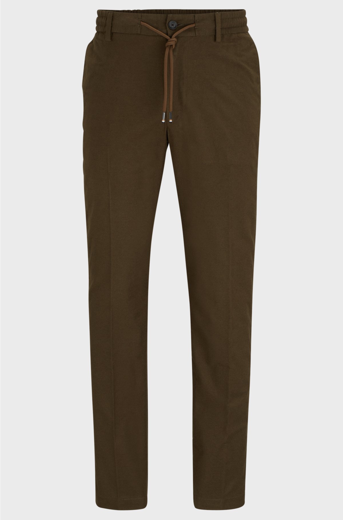 Slim-fit trousers in cotton-blend twill, Dark Green