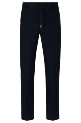 BOSS - Slim-fit trousers in cotton-blend twill