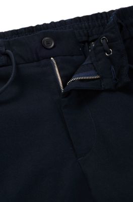 BOSS - Slim-fit trousers in cotton-blend twill 