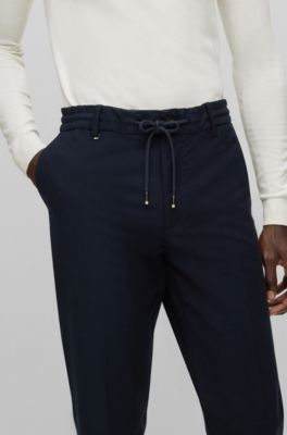 BOSS - Slim-fit trousers in cotton-blend twill 