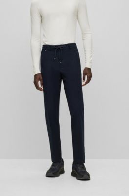BOSS - Slim-fit trousers in cotton-blend twill 
