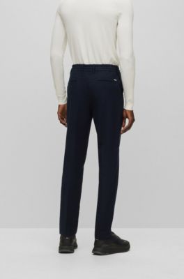BOSS - Slim-fit trousers in cotton-blend twill 