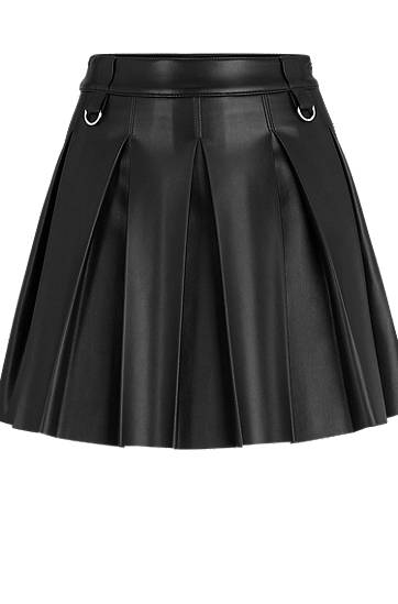 Pleated mini skirt in faux leather, Hugo boss