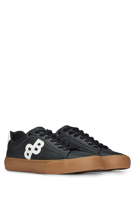 Low-top trainers with monogram detail, Black