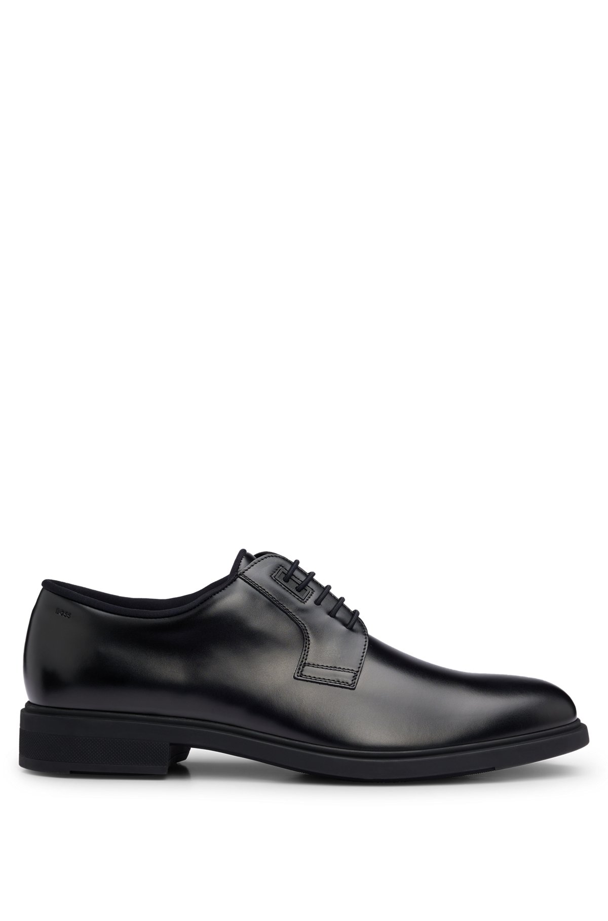 Italian-made Derby shoes in leather with piping details, Black
