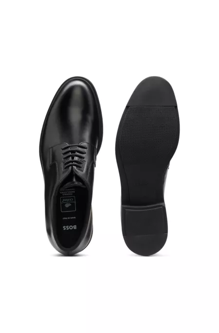 Italian-made leather Derby shoes with piped trims