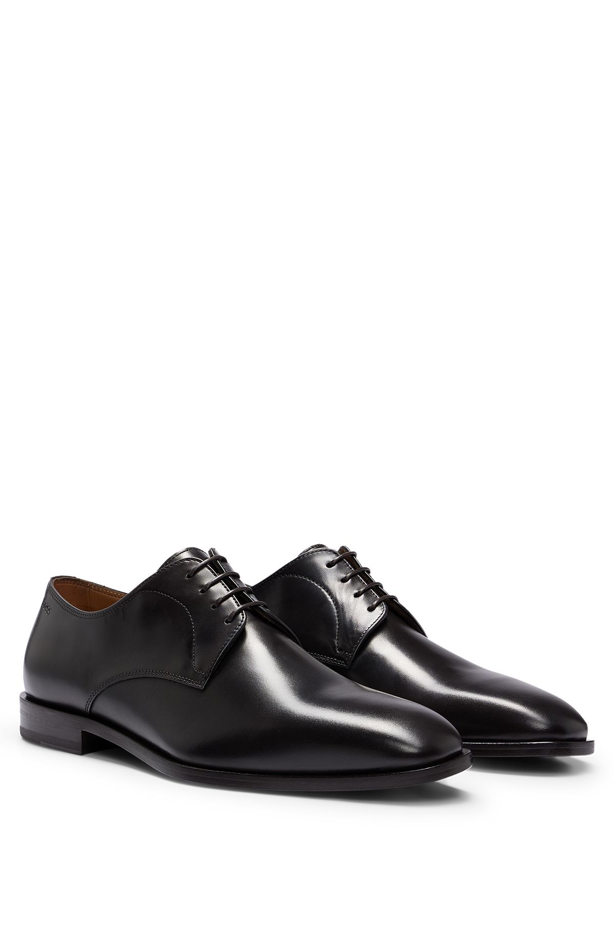 Leather Derby shoes with leather lining, Dark Brown