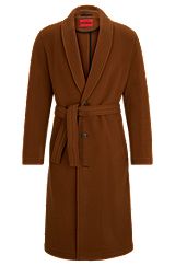 Regular-fit coat in a wool blend, Brown