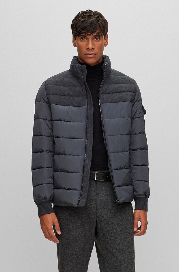 Water-repellent padded jacket with zip closure, Dark Grey