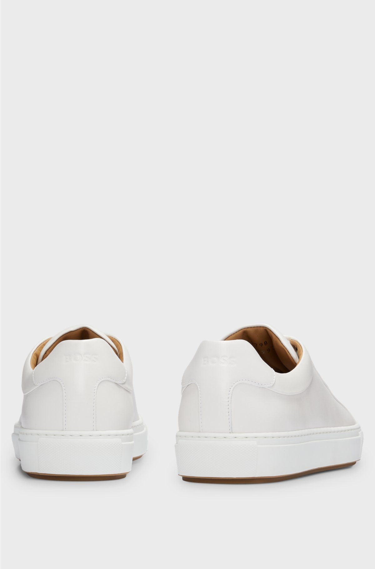 Leather cupsole trainers with logo details crafted in Italy, White