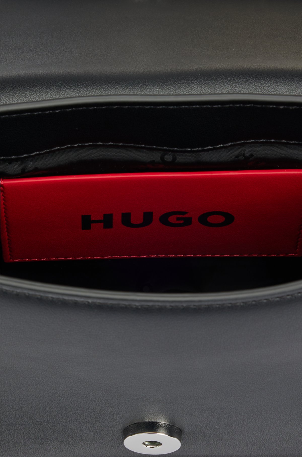 HUGO - Faux-leather crossbody bag with detachable card holder