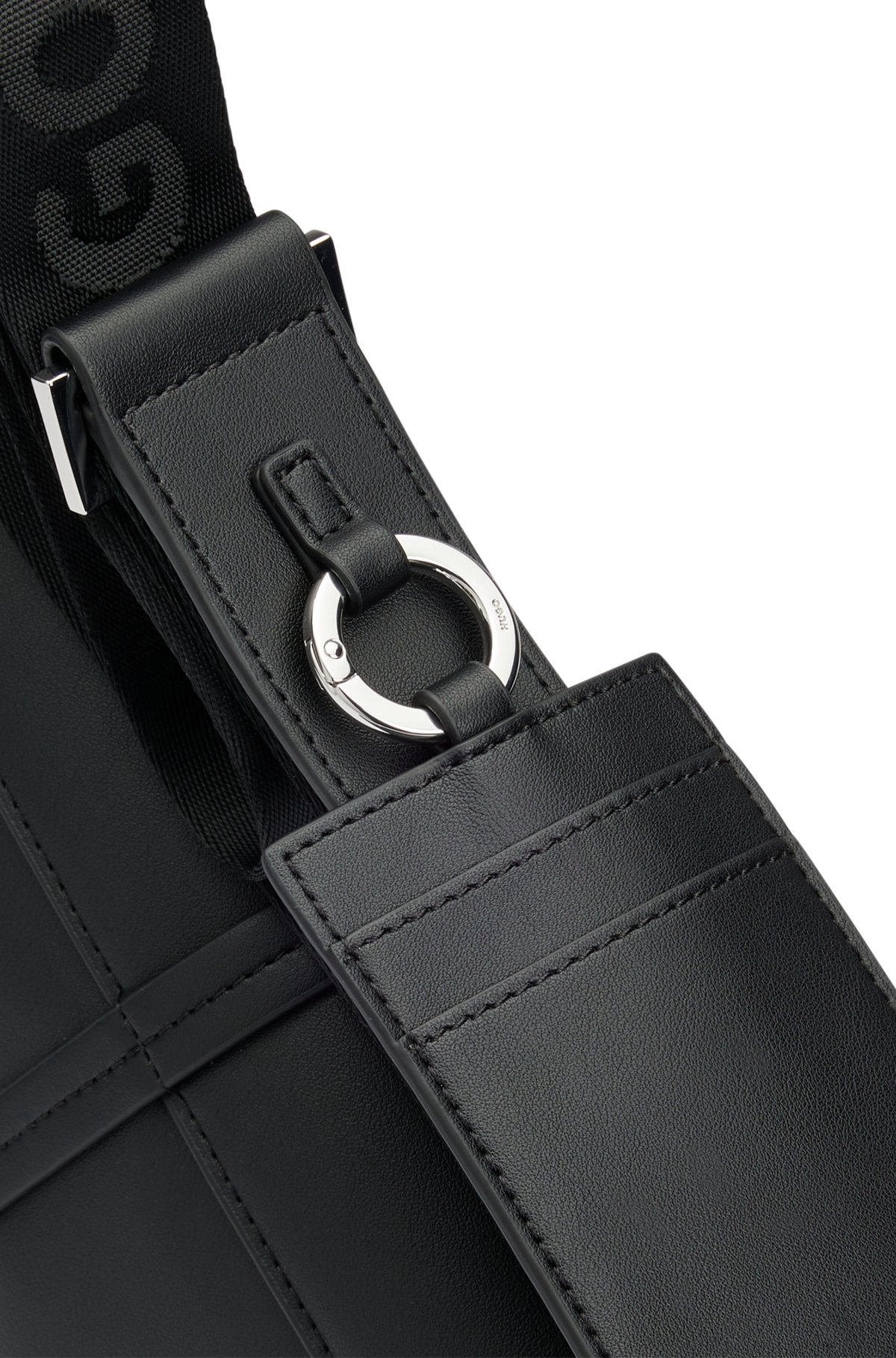 HUGO - Faux-leather crossbody bag with detachable card holder